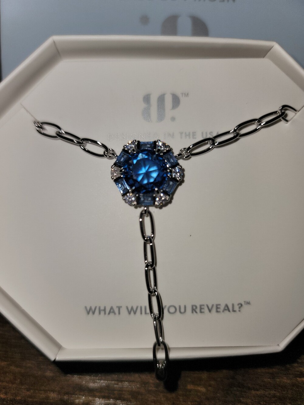 NWT- BP Dazzle Me, Please. Lab Created Aqua Blue Spinel. Rhodium Plating